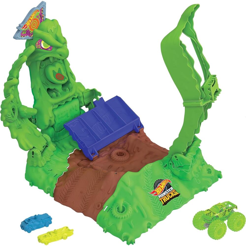 Hot Wheels Monster Truck Arena Smashers Glow-in-The-Dark Gunkster Playset NWT
